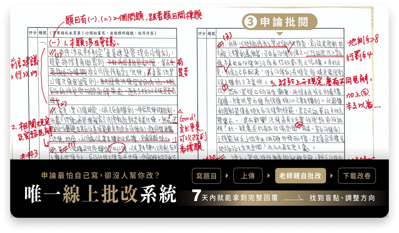 申論批閱功能實際畫面