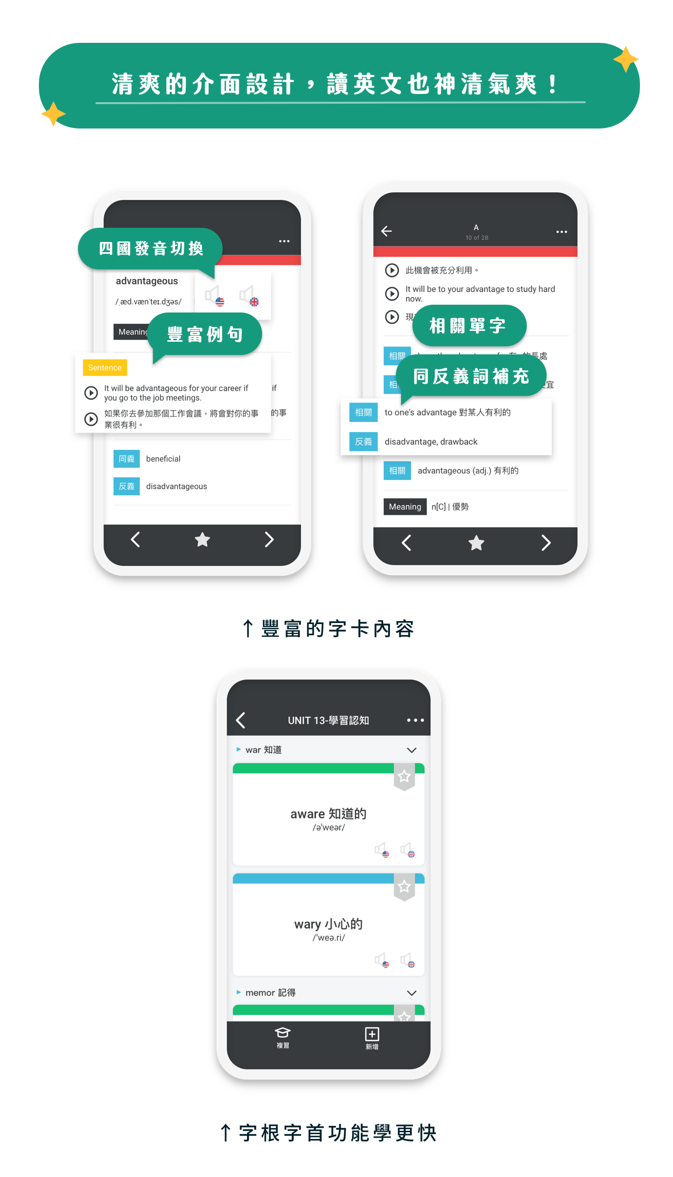 晨星 - 心智圖單字記憶法 - 清爽的介面設計，讓英文也神清氣爽！