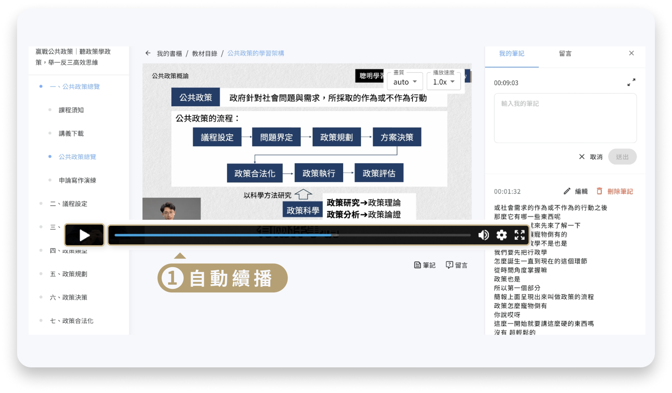 自動續播功能實際畫面